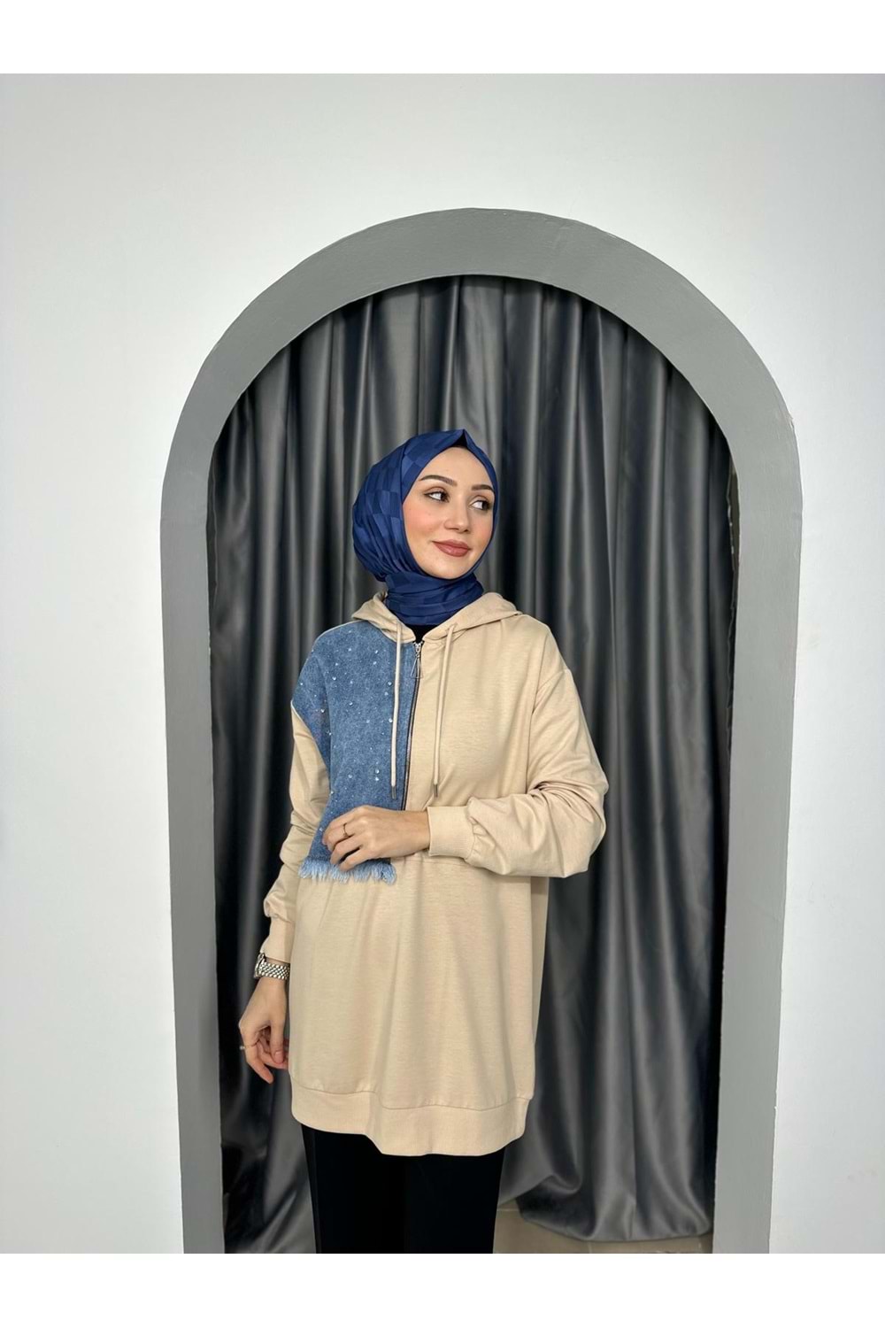 Kot Garnili Tunik 2481 - Bej - S-M - AZRA04110-Bej-S-M