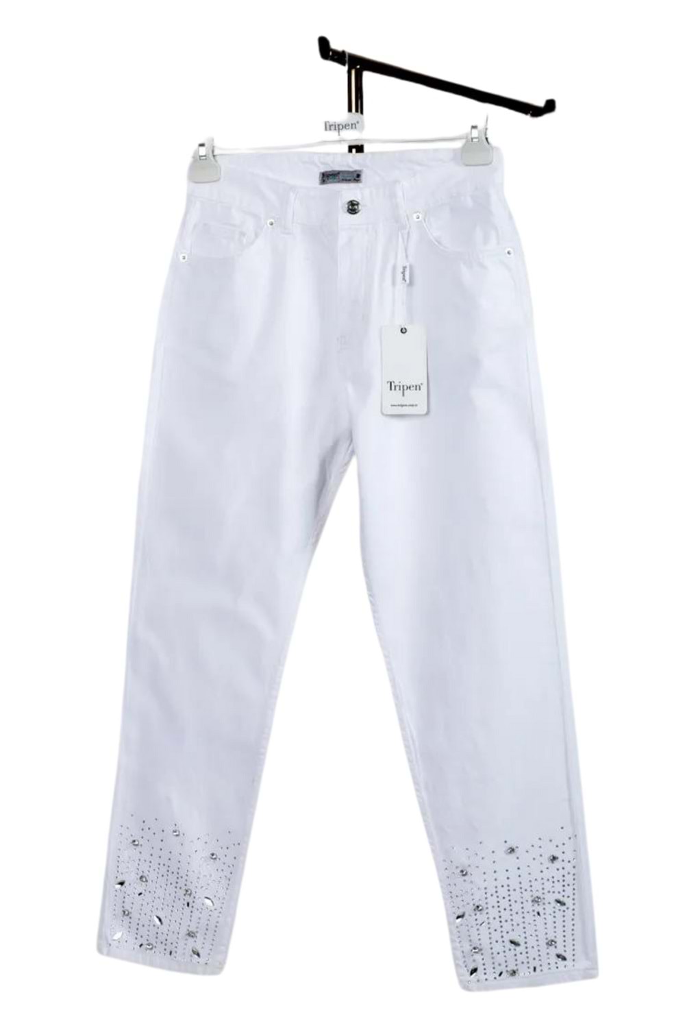Taşlı Kot Pantolon 2500 - Beyaz - 38 - AZRA04118-Beyaz-38
