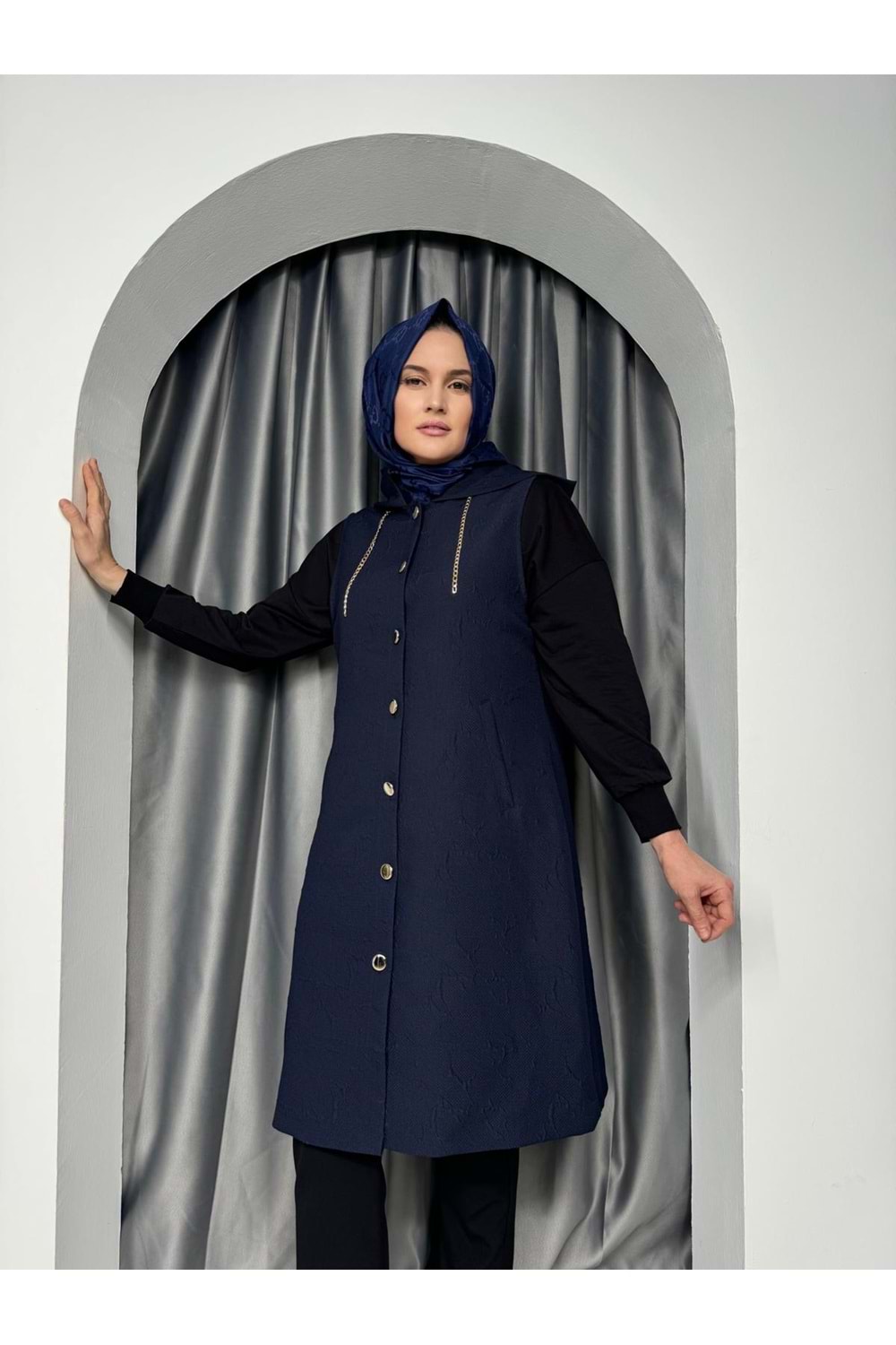 Lidya Kısa Kapitone Yelek 8023 - Lacivert - 38 - AZRA05050-Lacivert-38