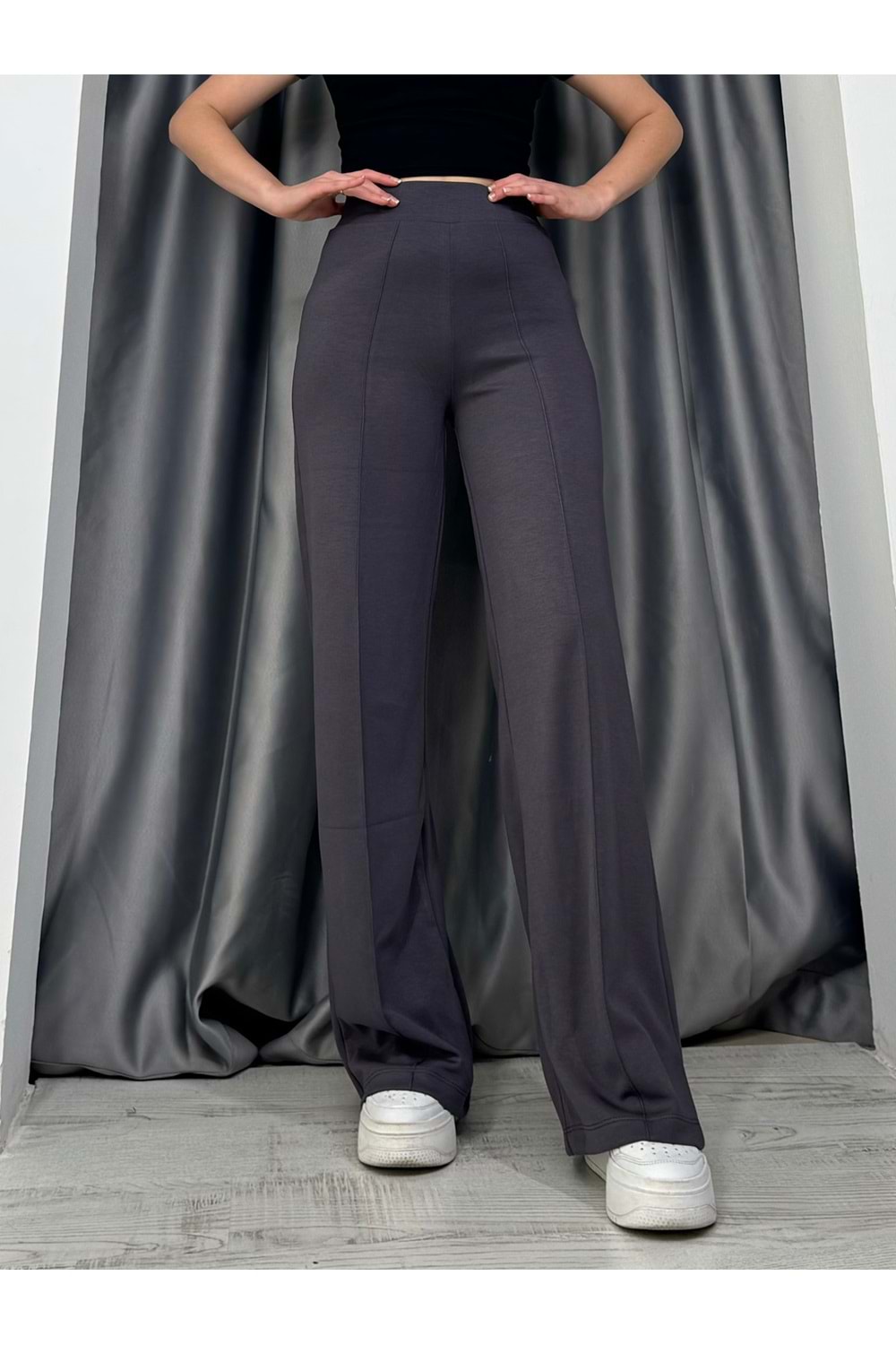 Oysho Çımalı Salaş Pantolon 25272 - Füme - S - AZRA05088-Füme-S