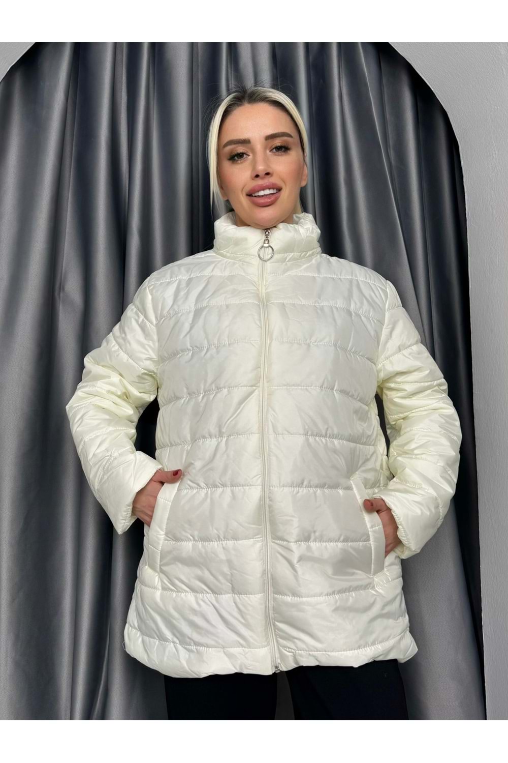 Kısa Şişme Mont 2002 - Krem - L