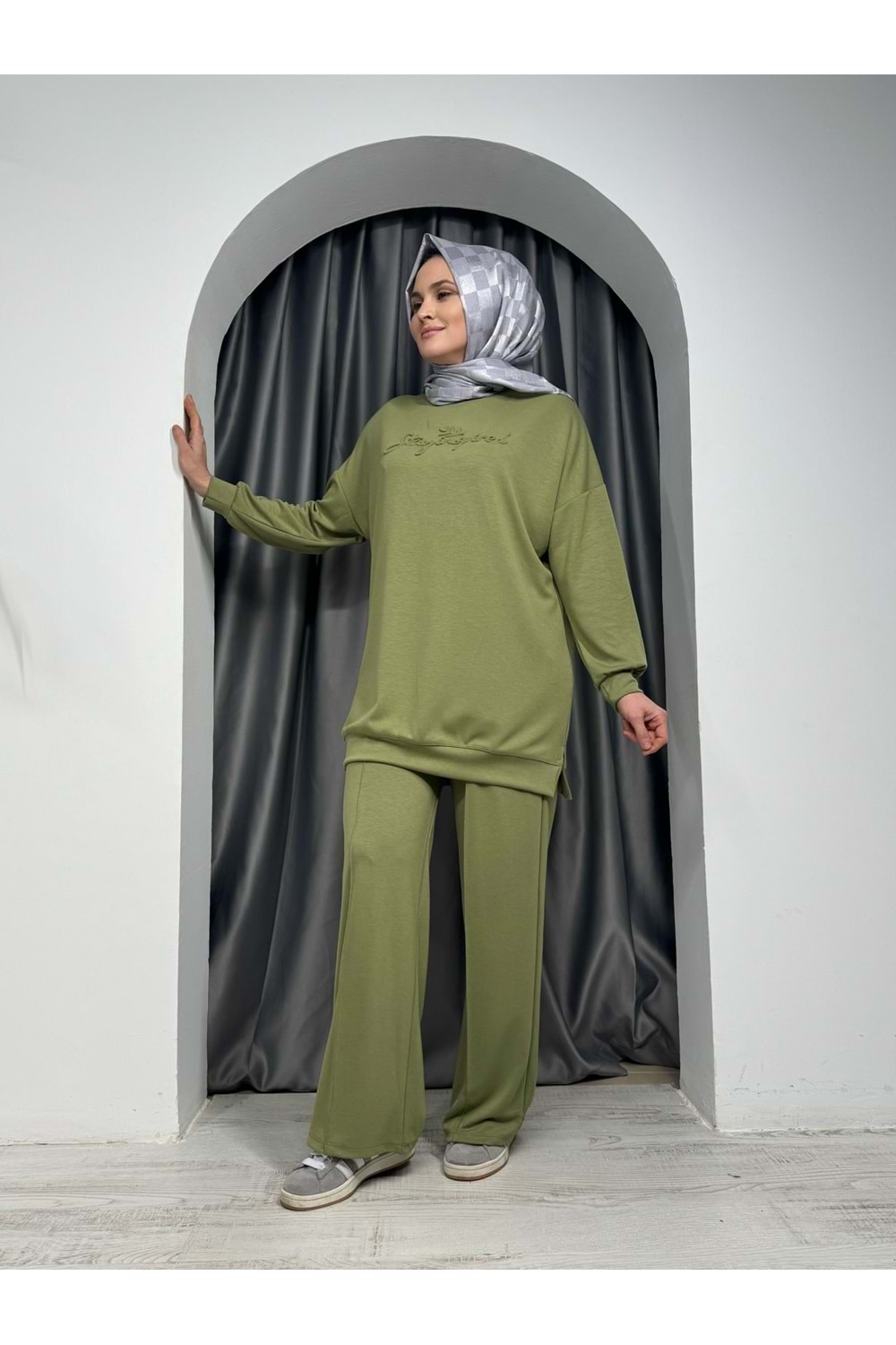 Yazı Baskılı Oysho Kumaş Takım 24785 - Mint Yeşili - S - AZRA05350-44601