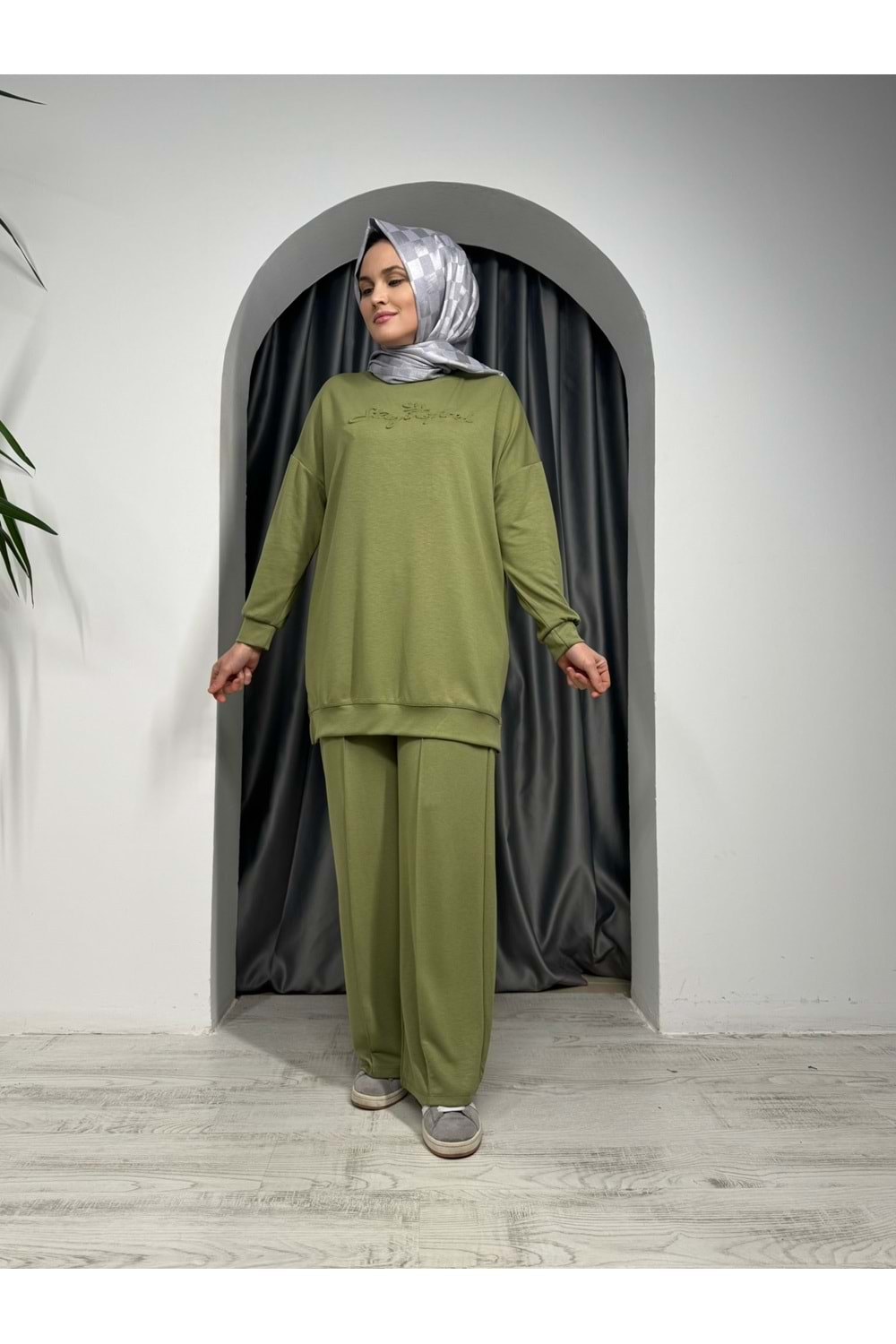 Yazı Baskılı Oysho Kumaş Takım 24785 - Mint Yeşili - S - AZRA05350-44601