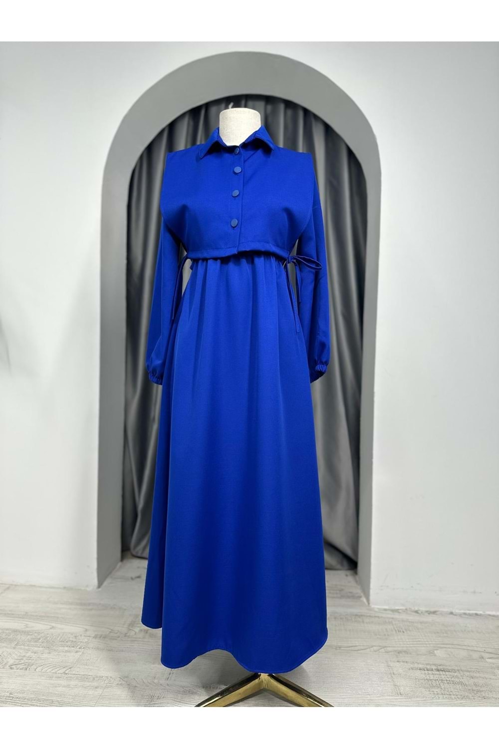 Yelekli Elbise 0952 - Saks Mavi - L-XL - AZRA05362-44806