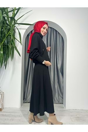 Deri Garnili Etekli Takım 31367 - Siyah - S - AZRA03572-Siyah-S