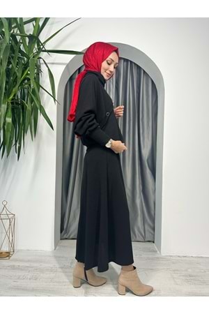 Deri Garnili Etekli Takım 31367 - Siyah - S - AZRA03572-Siyah-S