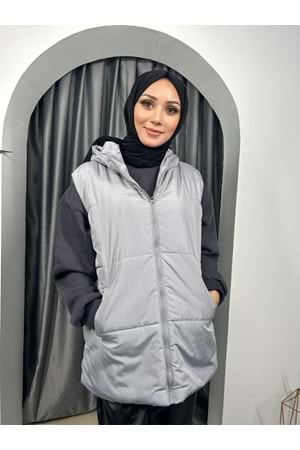 Şişme Kısa Yelek 6787 - Gri - 36 - AZRA03846-Gri-36