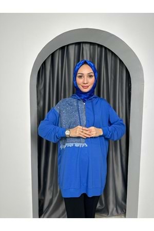 Kot Garnili Tunik 2481 - Saks Mavi - L-XL - AZRA04110-Saks Mavi-L-XL