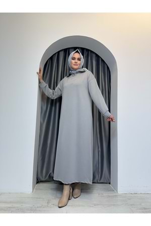 Oysho Yüksek Yaka Fermuarlı Elbise 2333 - Gri - L-XL - AZRA05030-Gri-L-XL