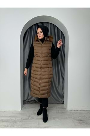 Uzun Şişme Yelek 1027 - Taba - 42 - AZRA05034-Taba-42