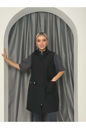 Kapitone Cepli Yelek 8026 - Siyah - S