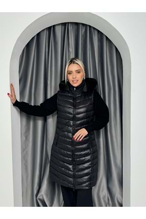 Parlak Şişme Yelek 8000 - Siyah - 38 - AZRA05068-Siyah-38