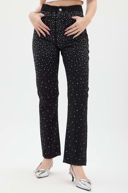 Taşlı Kot Pantolon 001 - Siyah - 40 - AZRA04088-Siyah-40