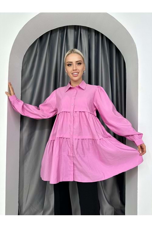 Salaş Gömlek Azra 9129 - Pembe - L-XL