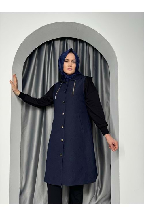 Lidya Kısa Kapitone Yelek 8023 - Lacivert - 38 - AZRA05050-Lacivert-38