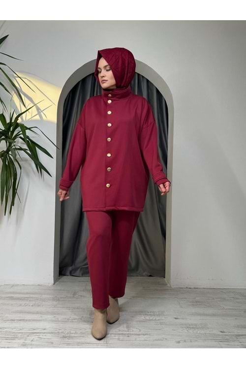 Hakim Yaka Takım 1239 - azra fashion - Bordo - 38