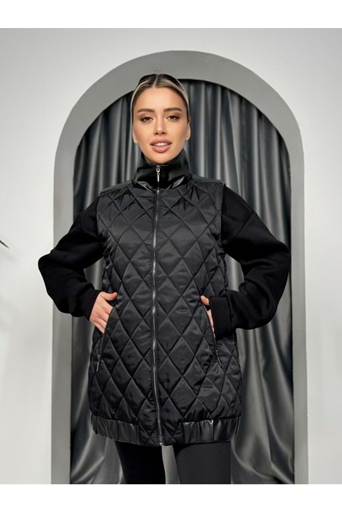 Omuzları Deri Detaylı Yelek 30965 - azra fashion - Siyah - 40