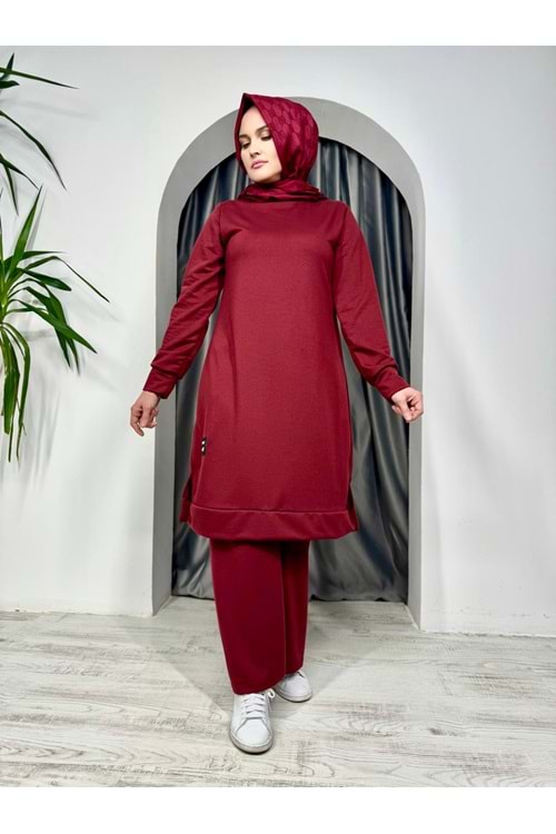 Uzun Tunikli Takım 1655 - Bordo - 38-40 - AZRA05273-43667