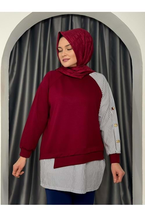Gömlek Detaylı Tunik 25318 - Bordo - S-M - AZRA05349-44586