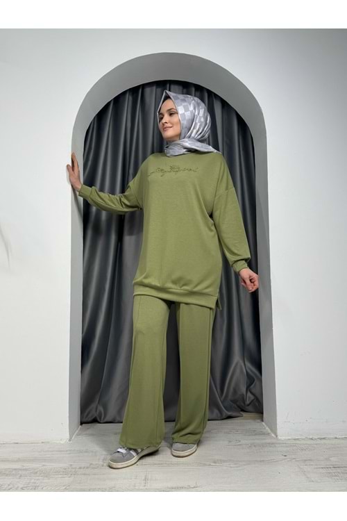 Yazı Baskılı Oysho Kumaş Takım 24785 - Mint Yeşili - S - AZRA05350-44601