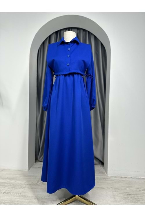 Yelekli Elbise 0952 - Saks Mavi - L-XL - AZRA05362-44806