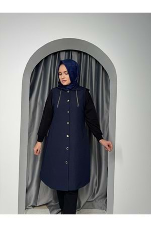 Lidya Kısa Kapitone Yelek 8023 - Lacivert - 38 - AZRA05050-Lacivert-38